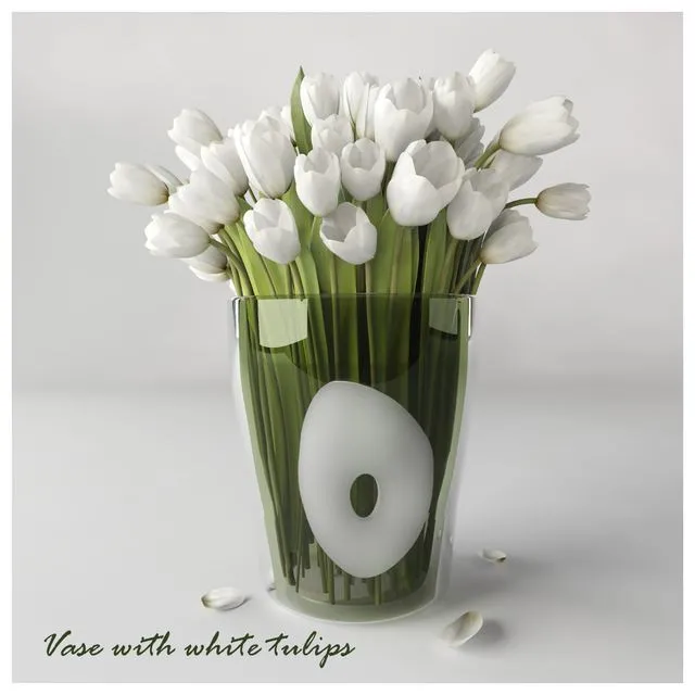 Vase with white tulips 3D Model