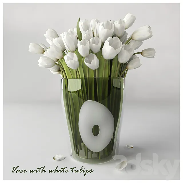 Vase with white tulips 3DModel Vase with white tulips 3DModel