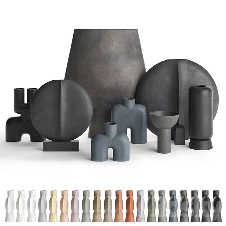 Vases 101 Copenhagen set 02 3D Model Free Download