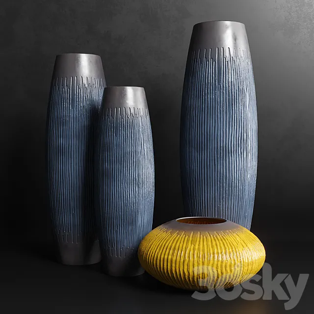 Vases set 6 3D Model