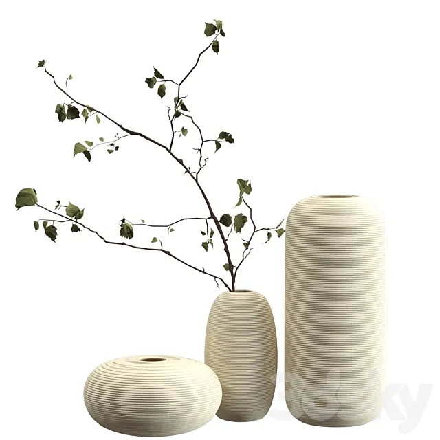 Vases with branch 3D Model