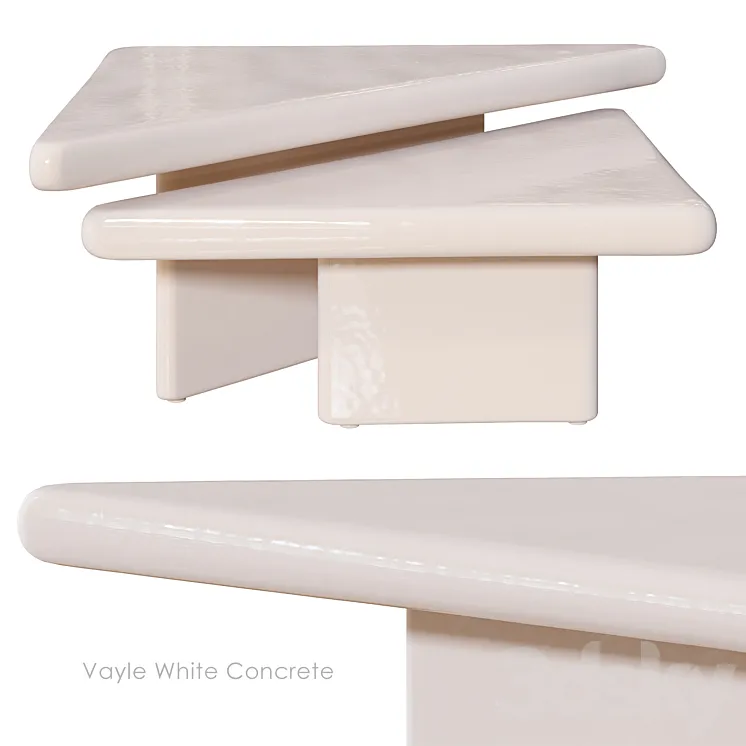 Vayle White Concrete Coffee Table by CB2 3D Model Free Download