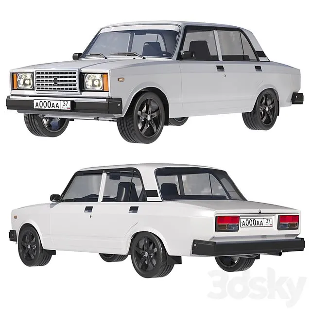 VAZ 2107 White 3D Model