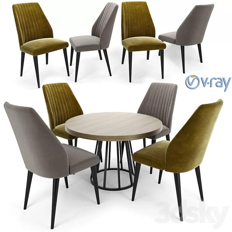 Vaz Dining Chair With Round Table 3D Model Vaz Dining Chair With Round Table 3D Model