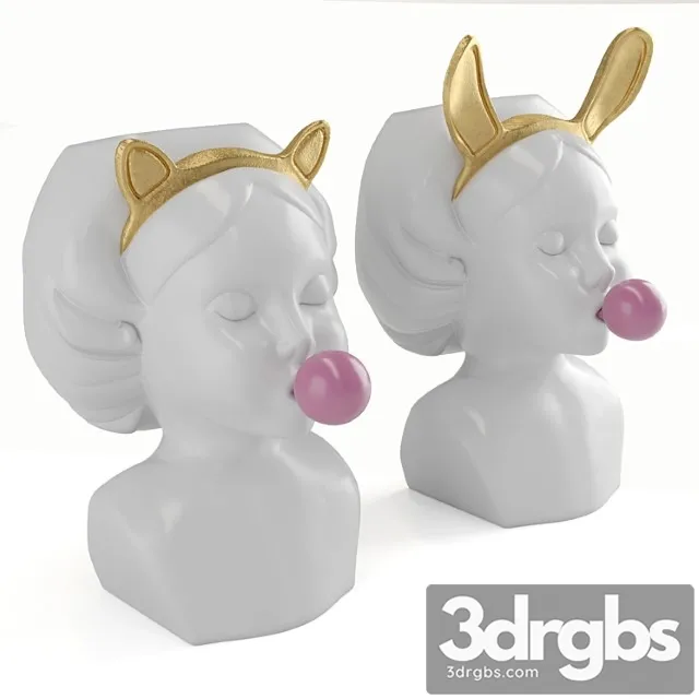 Vaza Ruchnoi Raboty Bubble Gum Girl 1 3D Model Download
