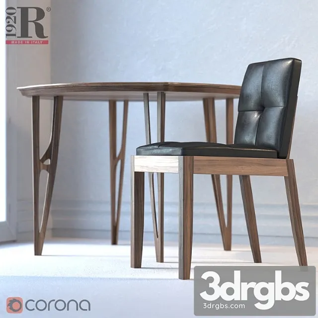Vegan table. bever sedia chair. riva 1920 2 3D Model Download
