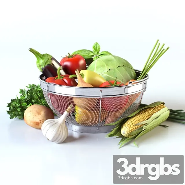 Vegetables In The Basket 3D Model Download