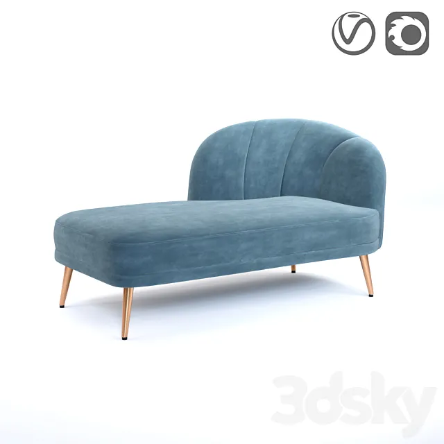 Velor daybed LEONE 3D Model Velor daybed LEONE 3D Model