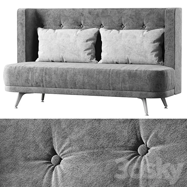 Velor two-seater restaurant sofa KL016 _ Two-seater sofa with carriage pull 3D Model Velor two-seater restaurant sofa KL016 _ Two-seater sofa with carriage pull 3D Model