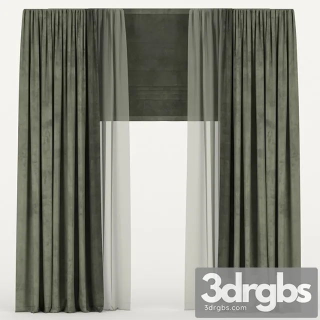 Velvet curtains with tulle and roman blind Velvet curtains with tulle and roman blind