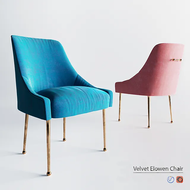 Velvet Elowen Chair 3D Model Velvet Elowen Chair 3D Model