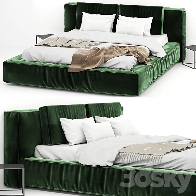 Velvet green bed 3D Model Velvet green bed 3D Model