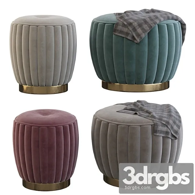 Velvet pouf 2 3D Model Download