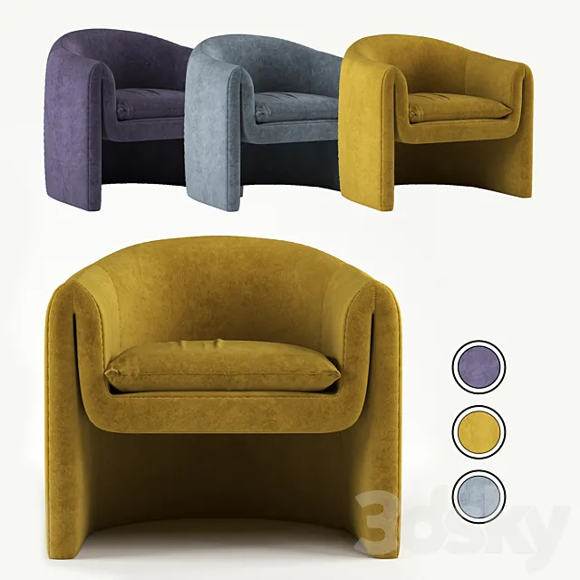 Velvet Sculptural Chair 3D Model