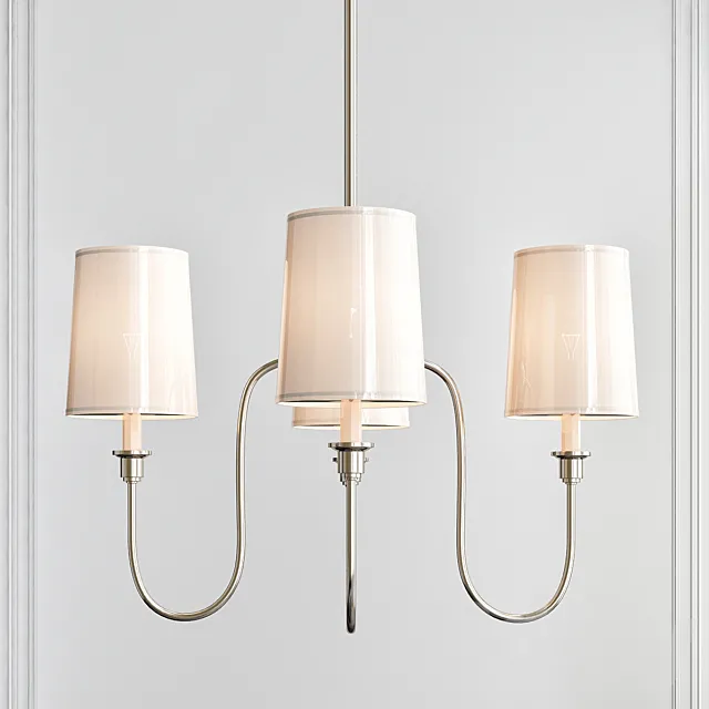 Vendome Small Chandelier in Polished Nickel with Natural Paper Shades 3D Model Vendome Small Chandelier in Polished Nickel with Natural Paper Shades 3D Model