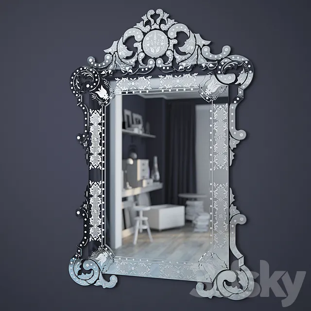 Venetian mirror “Margery” 3D Model Venetian mirror “Margery” 3D Model