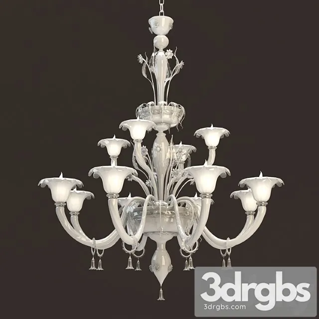Veneziano 12 Lights Murano Chandelier 3D Model Download