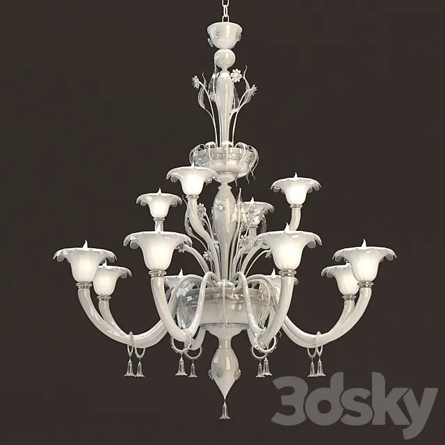 Veneziano 12 Lights Murano Chandelier 3D Model