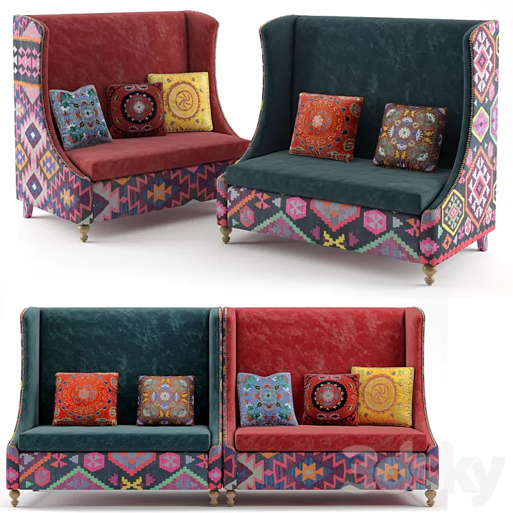 Venice Sofa 1400x850x1350h _ No Plugin 3D Model