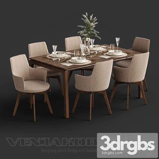 Venjakob alexia chair with dining table et388 2 3D Model Download