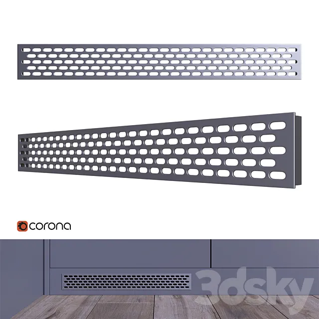 Ventilation grill for kitchen plinth 3D Model