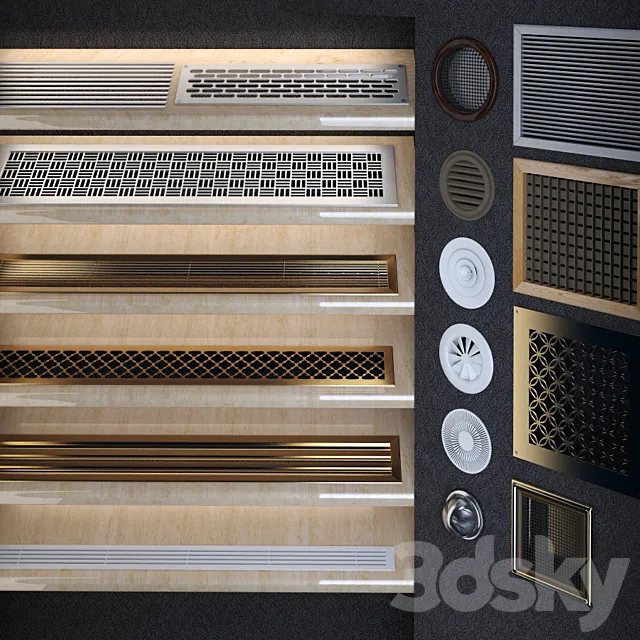 Ventilation grilles and diffusers 3D Model Ventilation grilles and diffusers 3D Model