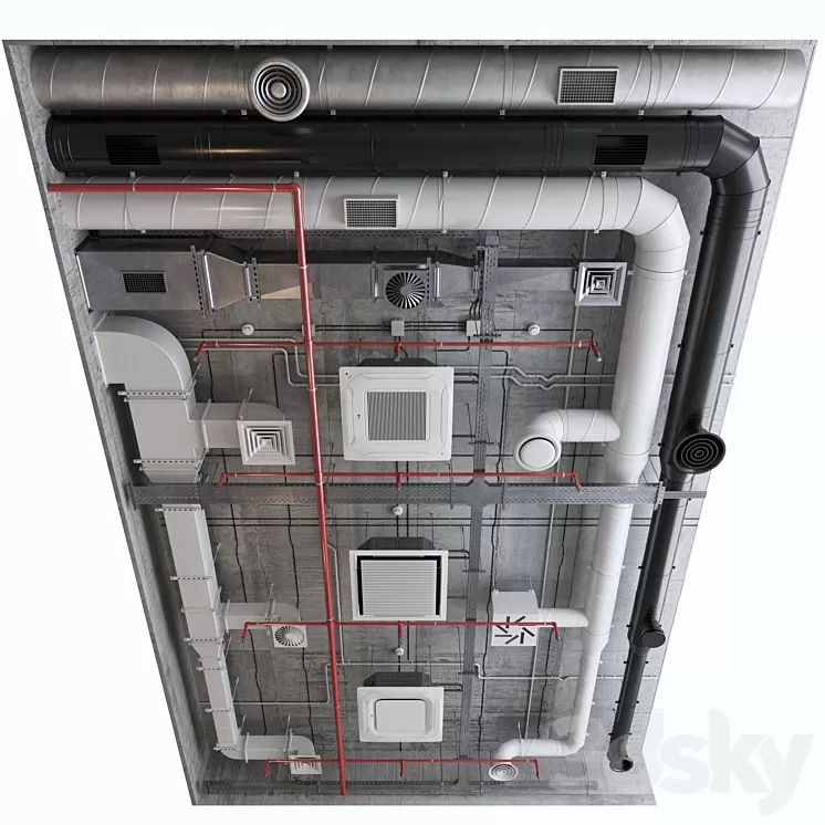 Ventilation system set 01 3D Model