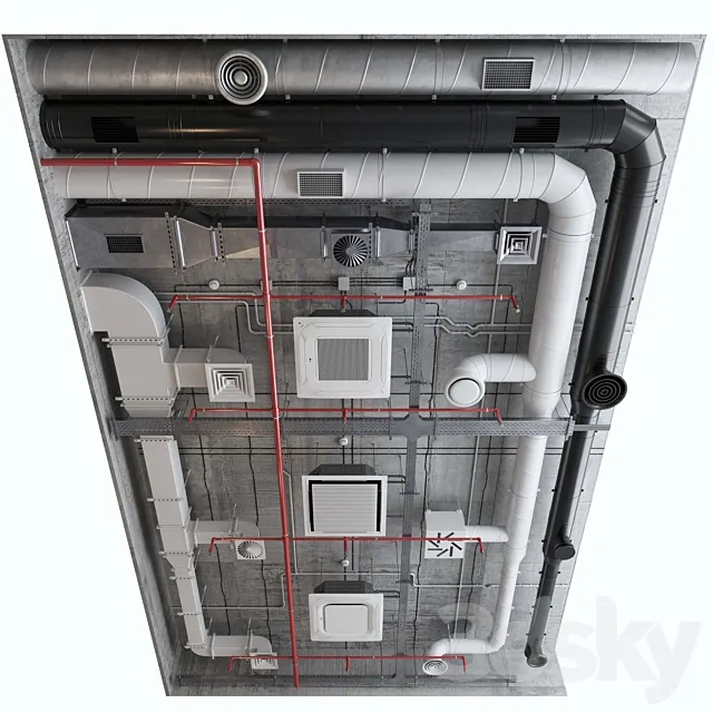 Ventilation system set 01 3DModel Ventilation system set 01 3DModel