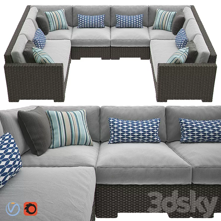 VENTURA Umber 6-Piece Loveseat 3D Model