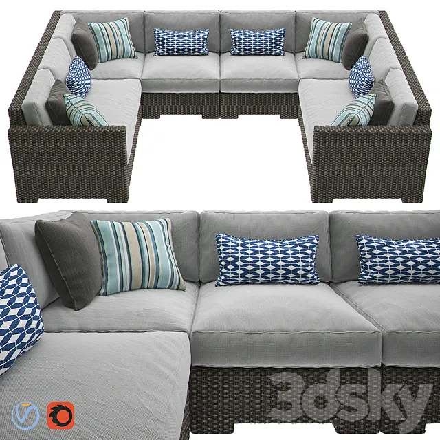 VENTURA Umber 6-Piece Loveseat 3DModel