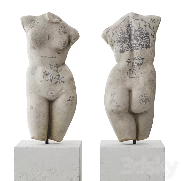 Venus tattoo torso sculpture 3D Model Free Download