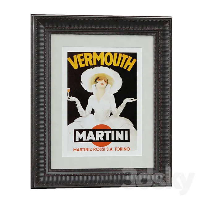 Vermouth Martini (ca. 1918) Framed Print 3DModel