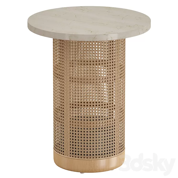 Vernet Travertine Cane End Table (Crate and Barrel) 3D Model Vernet Travertine Cane End Table (Crate and Barrel) 3D Model