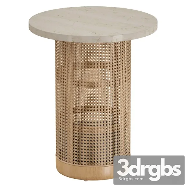 Vernet travertine cane end table (crate and barrel) Vernet travertine cane end table (crate and barrel)