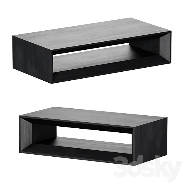 Vernon Large Rectangular Ebonized Pine Wood Coffee Table with Shelf Crate and Barrel 3D Model Vernon Large Rectangular Ebonized Pine Wood Coffee Table with Shelf Crate and Barrel 3D Model