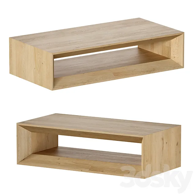 Vernon Large Rectangular Natural 68″ Pine Wood Coffee Table with Shelf Crate and Barrel 3D Model Vernon Large Rectangular Natural 68″ Pine Wood Coffee Table with Shelf Crate and Barrel 3D Model