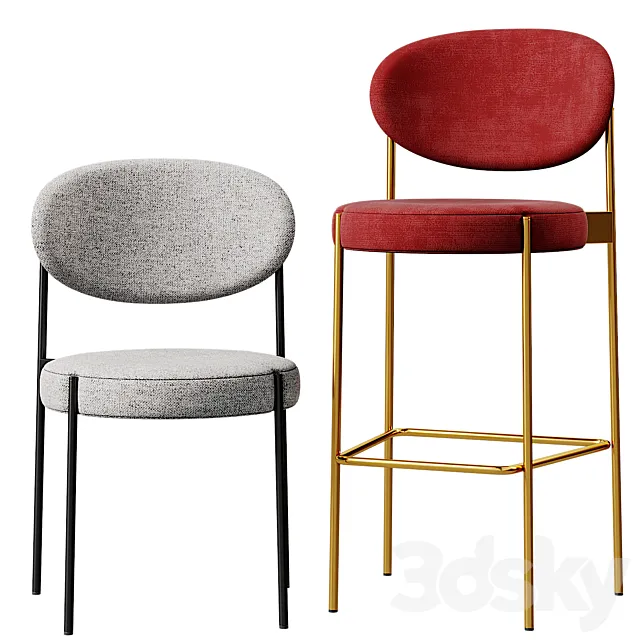 Verpan SERIES 430 chair & barstool 2-in-1 3D Model