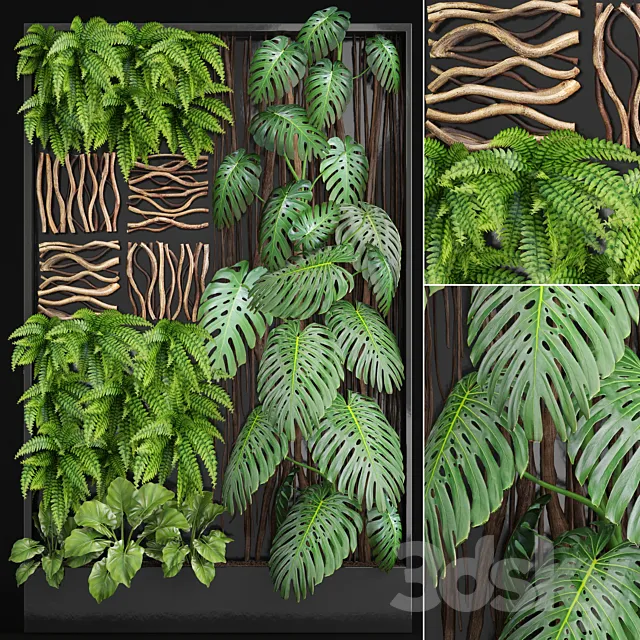 Vertical garden 2. Vertical garden phytowall phytomodl landscaping green picture bush wall decor branches monstera fern alocasia eco eco decor loft 3D Model Vertical garden 2. Vertical garden phytowall phytomodl landscaping green picture bush wall decor branches monstera fern alocasia eco eco decor loft 3D Model