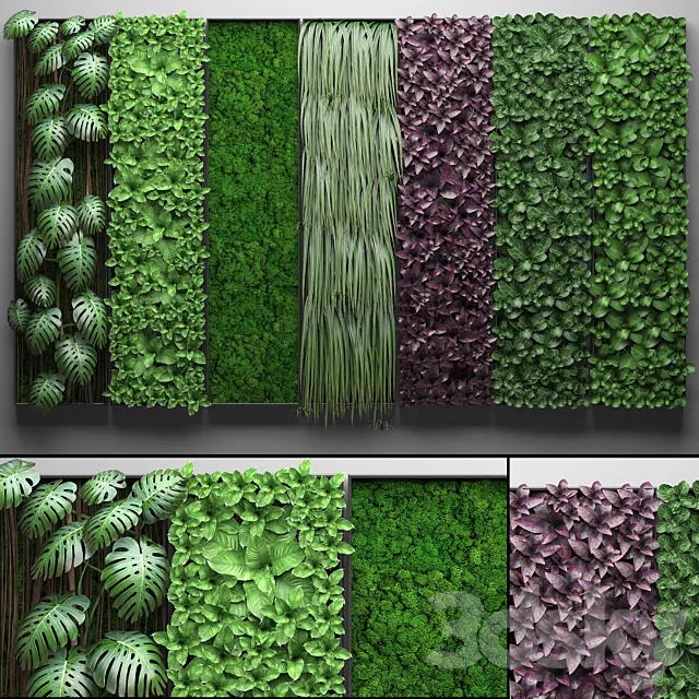 Vertical garden 21.Seven separate modules phytowall phytomodule wall decor landscaping 3D Model Vertical garden 21.Seven separate modules phytowall phytomodule wall decor landscaping 3D Model