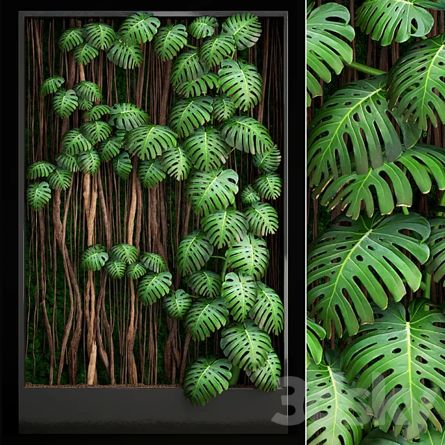 Vertical garden 9. Monstera phytowall phytomodule eco design vertical garden decorative 3D Model Vertical garden 9. Monstera phytowall phytomodule eco design vertical garden decorative 3D Model