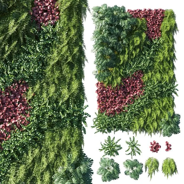 Vertical garden_ Green wall 04 3D Model Vertical garden_ Green wall 04 3D Model