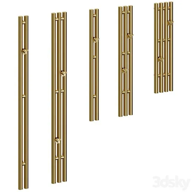 Vertical narrow heated towel rails. 5 items 3D Model