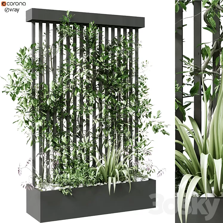 vertical plant in box set 124 3D Model Free Download