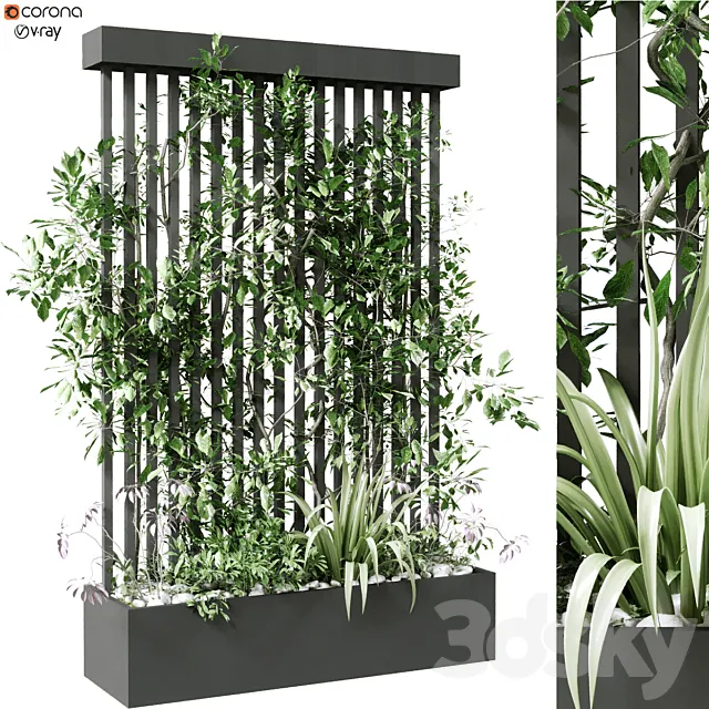 vertical plant in box set 124 3DModel