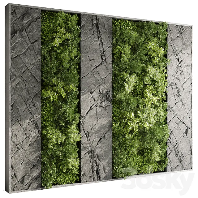 Vertical Wall Garden With Rock frame – 27 3D Model Vertical Wall Garden With Rock frame – 27 3D Model