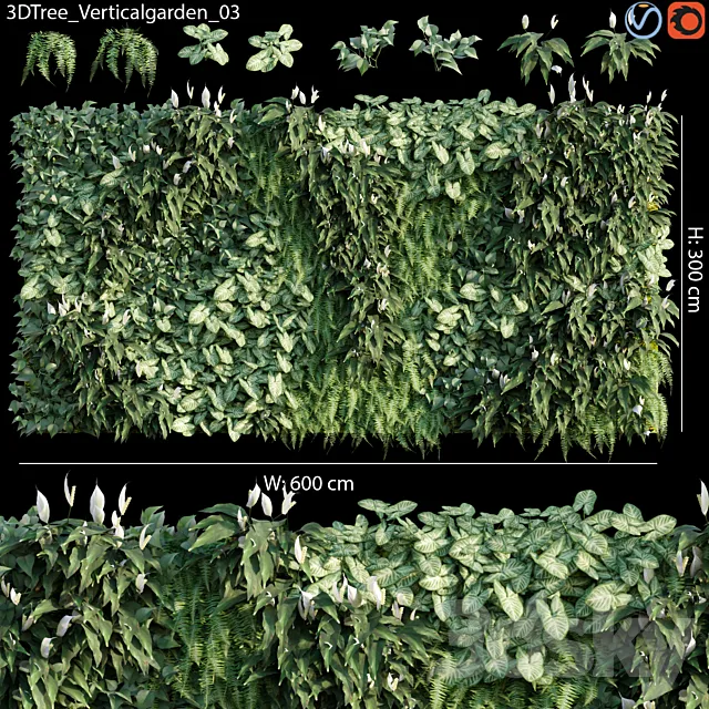 Verticalgarden – Green wall 03 3D Model Verticalgarden – Green wall 03 3D Model