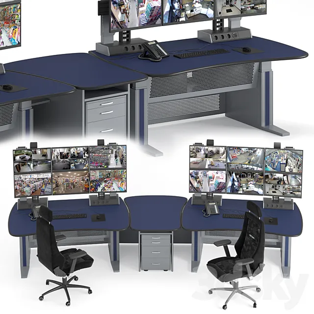 Vertiv Knurr Ergocon dispatch desk and console 3D Model