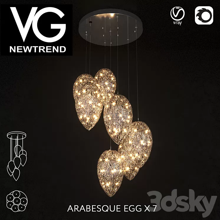 VG NEWTREND ARABESQUE EGG X 7 3D Model VG NEWTREND ARABESQUE EGG X 7 3D Model
