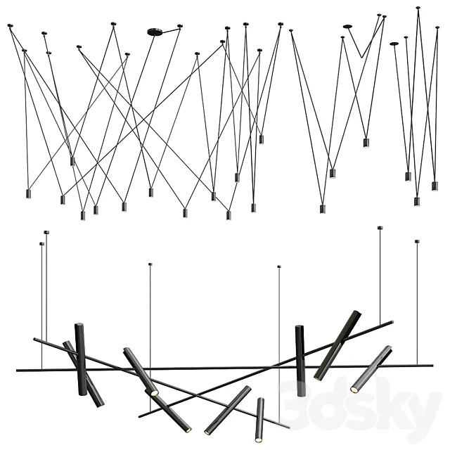 Vibia Match & Esprit Chandelier 3D Model Vibia Match & Esprit Chandelier 3D Model