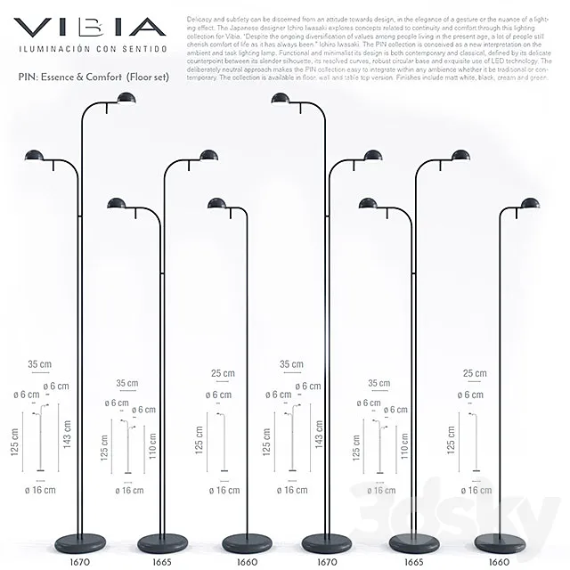 Vibia Pin (floor & table set) 3D Model Vibia Pin (floor & table set) 3D Model
